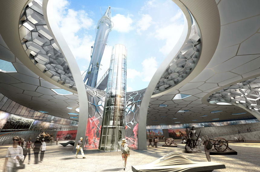 artist impression of the inside of Dalian Vertical Theme Park