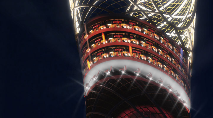City centre theme park tower - Vortex design